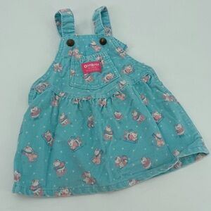 Vintage Oshkosh Winter Sledding Skating Bears Corduroy Jumper Dress 18 months